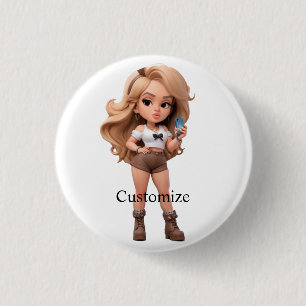 Niedlich Girl Bonita Chica Thunder_Cove Button