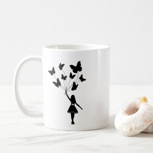 Niedlich Girl Butterfly mit Motto Folge deinen Trä Kaffeetasse