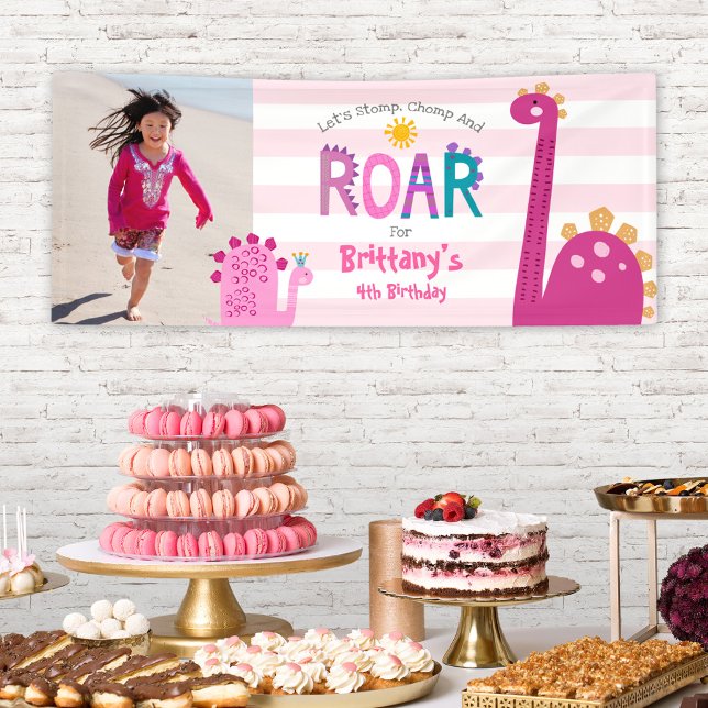Niedlich Girl Dinosaur Stomp Chomp Roar Foto Gebur Banner (Von Creator hochgeladen)