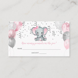 Niedlich Girl Elephant Pink Balloons Baby Showrate Visitenkarte