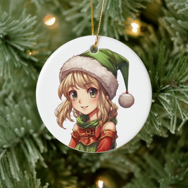 Niedlich Girl Elf Keramik Ornament (Baum)