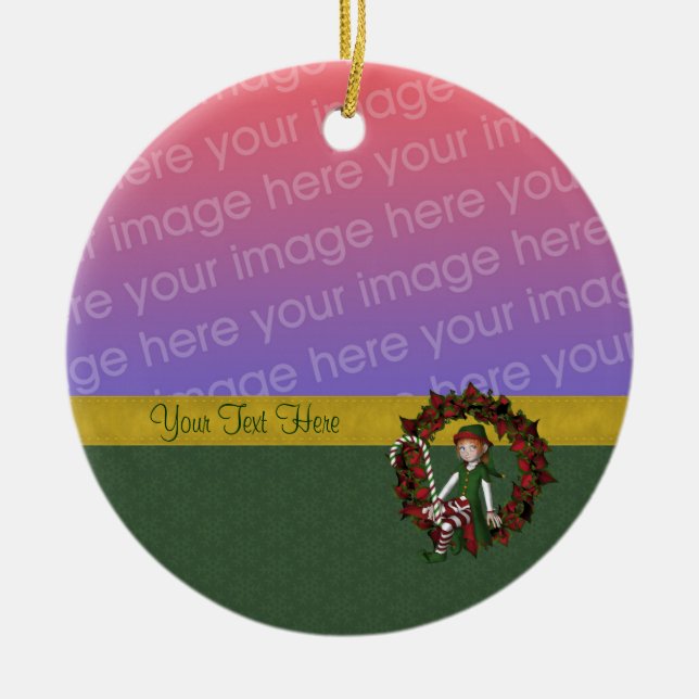 Niedlich Girl Elf Wreath Foto Keramikornament (Vorne)