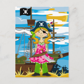 Niedlich Girl Eyepatch Pirate Postcard Postkarte