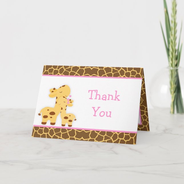 Niedlich Girl Giraffe Baby Dusche Dankeskarte (Vorderseite)