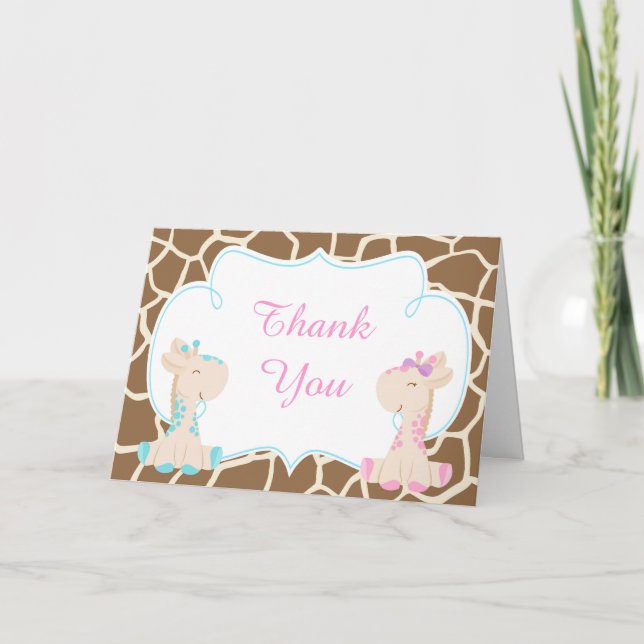 Niedlich Girl Giraffe Vielen Dank Dankeskarte (Vorderseite)