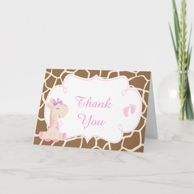 Niedlich Girl Giraffe Vielen Dank Dankeskarte (Vorderseite)