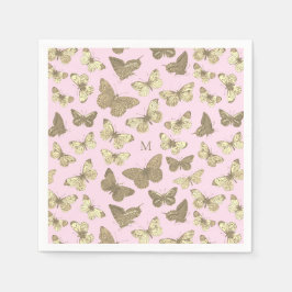 Niedlich Girl-Gold-Rosa-Schmetterlingsmuster Serviette