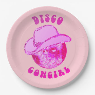 Niedlich Girl Hot Pink Disco Cowgirl Glitzer Pappteller