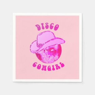 Niedlich Girl Hot Pink Disco Cowgirl Glitzer Serviette