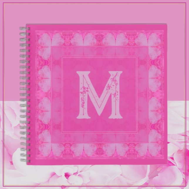 Niedlich Girl Hübsch Pink Glitzer Monogram Notizbuch (Von Creator hochgeladen)