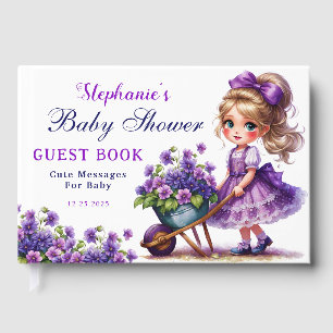 Niedlich Girl Lila Blume Baby Shower Guest Book Gästebuch