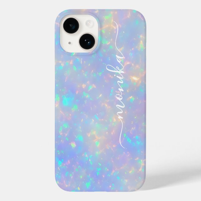 Niedlich Girl Luxury Holographic Monogram Case-Mate iPhone 14 Hülle (Rückseite)