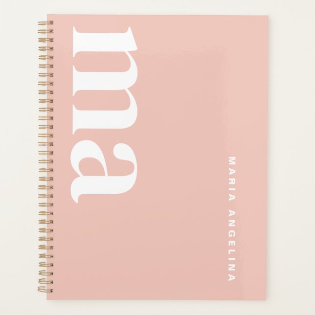 Niedlich Girl Monogram Name Pink School Planer (Vorderseite)
