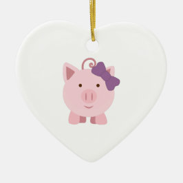 Niedlich Girl Pig Keramik Ornament
