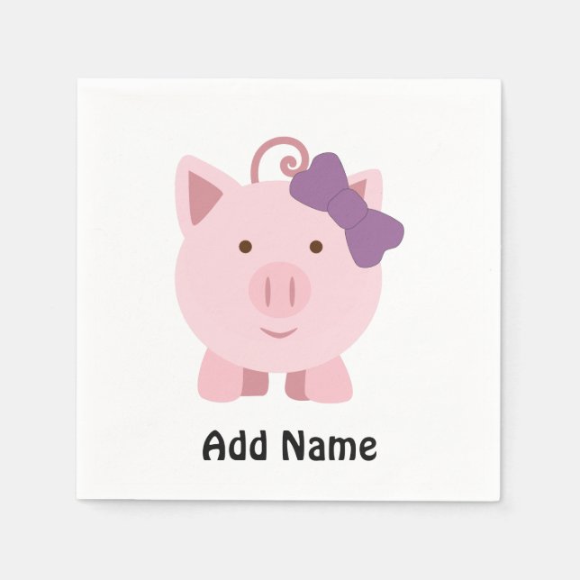 Niedlich Girl Pig Serviette (Vorderseite)