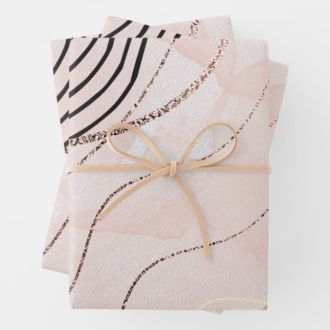 Niedlich Girl Pink Bohemische Rose Gold Design Geschenkpapier Set (Beispiel)