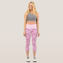 Niedlich Girl Pink Butterfly Pattern Capri Leggings