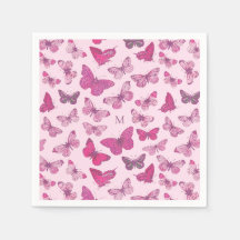 Niedlich Girl Pink Butterfly Pattern Monogramm
