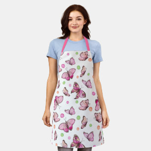 Niedlich Girl Pink Butterfly Pattern Schürze