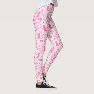 Niedlich Girl Pink Cowgirl Bows Cherries Leggings