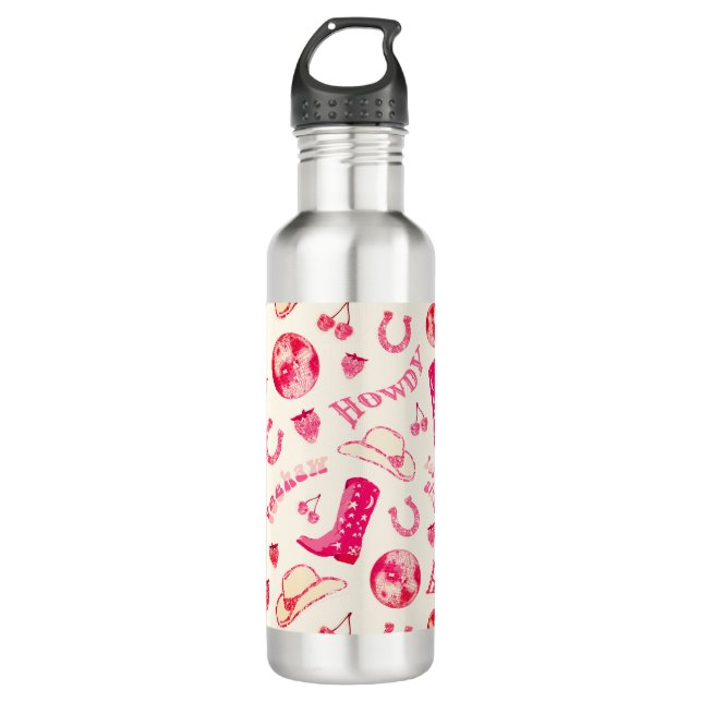 Niedlich Girl Pink Disco Cowgirl Ästhetik Edelstahlflasche (Vorderseite)