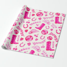 Niedlich Girl Pink Disco Cowgirl Ästhetik Geschenkpapier