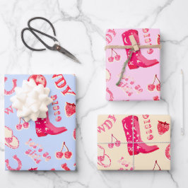 Niedlich Girl Pink Disco Cowgirl Ästhetik Geschenkpapier Set