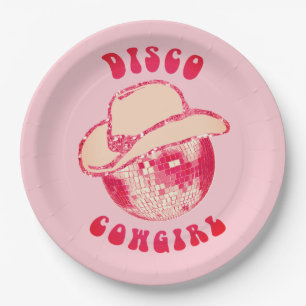Niedlich Girl Pink Disco Cowgirl Glitzer Pappteller