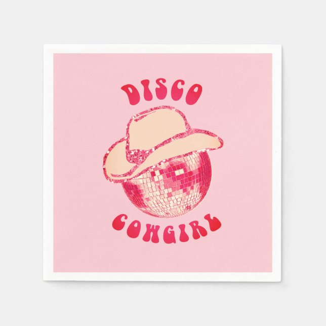 Niedlich Girl Pink Disco Cowgirl Glitzer Serviette (Vorderseite)