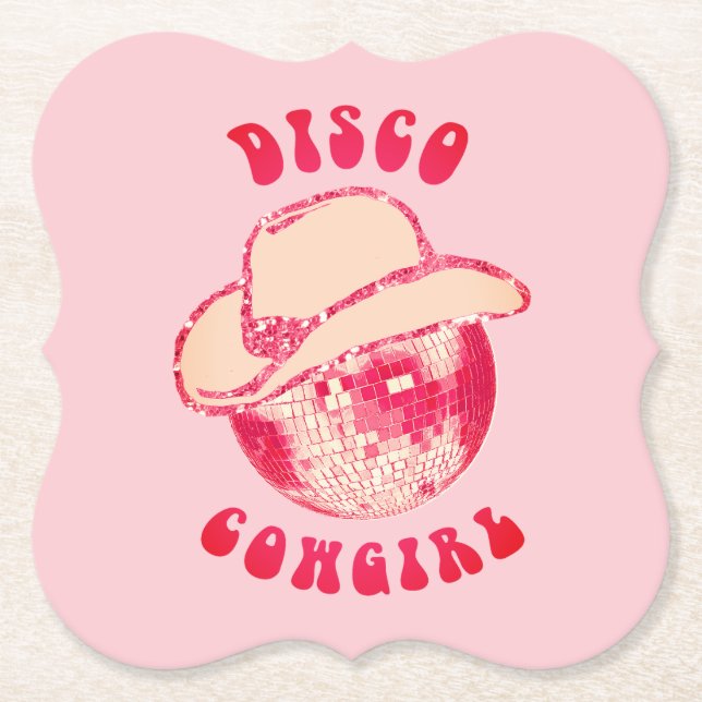 Niedlich Girl Pink Disco Cowgirl Glitzer Untersetzer (Vorderseite)