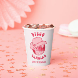 Niedlich Girl Pink Disco Cowgirl Name Pappbecher