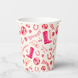 Niedlich Girl Pink Disco Cowgirl Pappbecher
