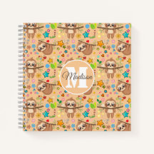 Niedlich Girl Pink Floral Sloth Muster Mit Monogra