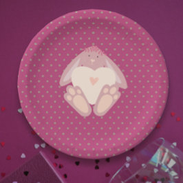 Niedlich Girl Pink Pastel Baby Bunny 1. Party Pappteller