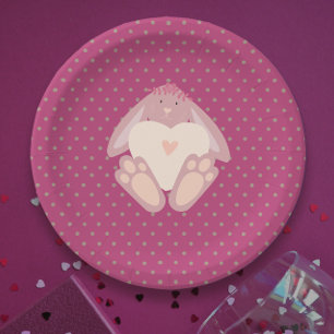 Niedlich Girl Pink Pastel Baby Bunny 1. Party Pappteller