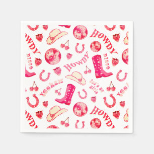 Niedlich Girl Pink Red Disco Cowgirl Ästhetik Serviette
