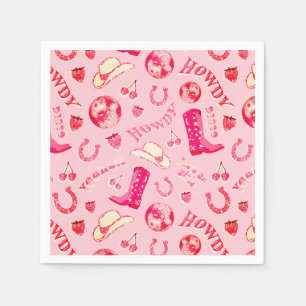 Niedlich Girl Pink Red Disco Cowgirl Ästhetik Serviette