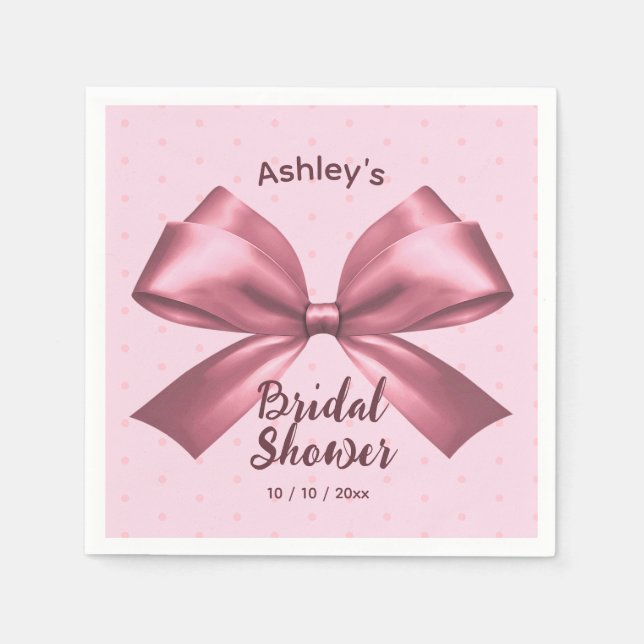 Niedlich Girl Pink Satin Ästhetische Bow Serviette (Vorderseite)