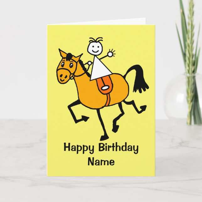 Niedlich Girl Pony Riding Geburtstag Karte (Vorderseite)