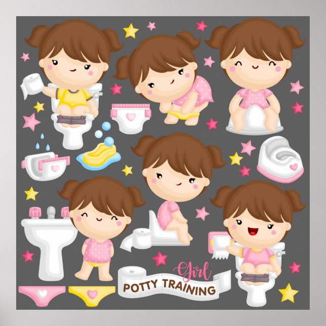 Niedlich Girl Potty Training Poster (Vorne)