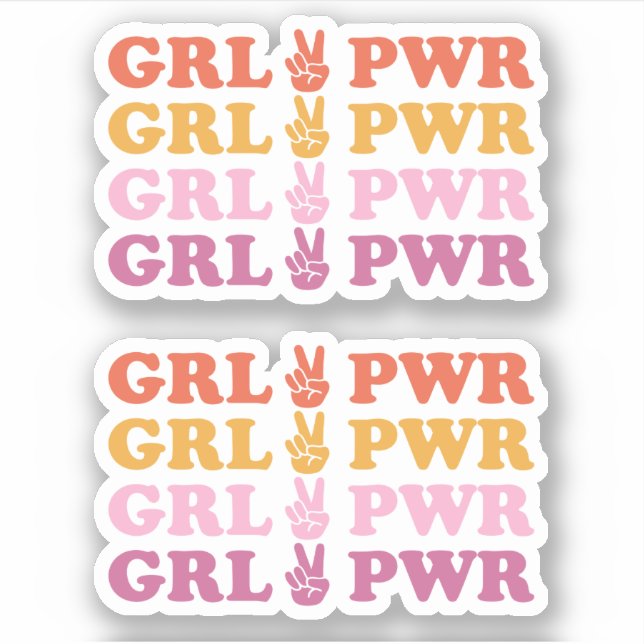 Niedlich Girl Power Peace Sign Aufkleber (Vorderseite)