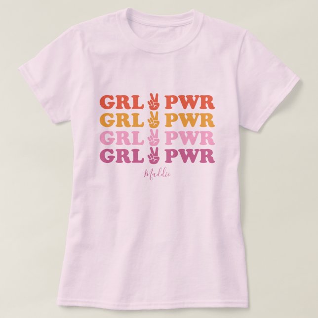 Niedlich Girl Power Peace Sign T-Shirt (Design vorne)