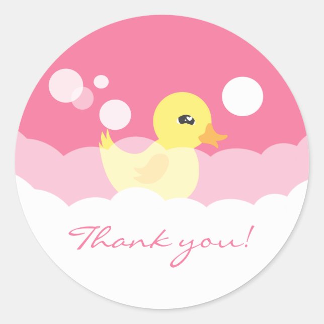 Niedlich Girl Rubber Ducky Babydusche Runder Aufkleber (Vorderseite)