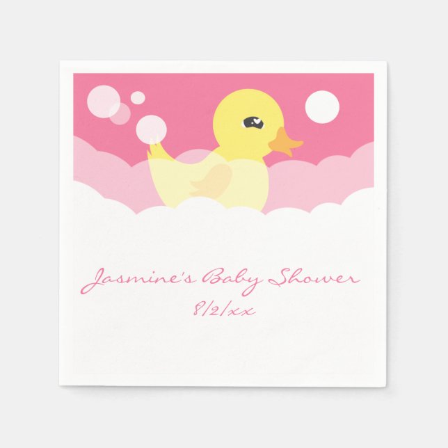 Niedlich Girl Rubber Ducky Babydusche Serviette (Vorderseite)