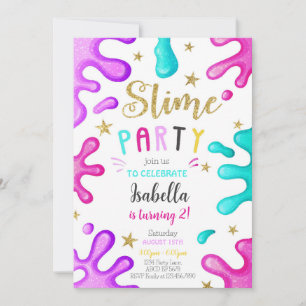 Niedlich Girl Slime Party Geburtstag Einladung