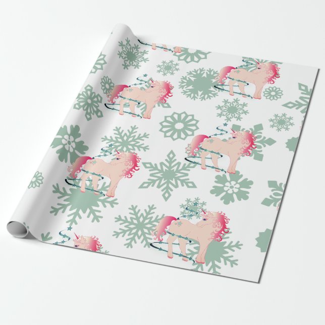 Niedlich Girl Whimsical Snowflakes Geschenkpapier (Ungerollt)