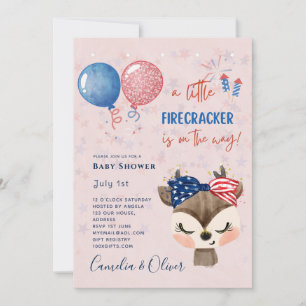Niedlich Girls Baby Shower US Kleiner Firecracker  Einladung