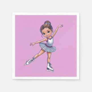 Niedlich Girl's Birthday Ice Skaten Napkins Serviette