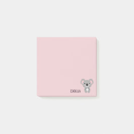 Niedlich Girls Koala Bär Rosa Personalisiert Post-it Klebezettel