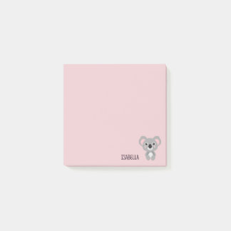 Niedlich Girls Koala Bär Rosa Personalisiert Post-it Klebezettel